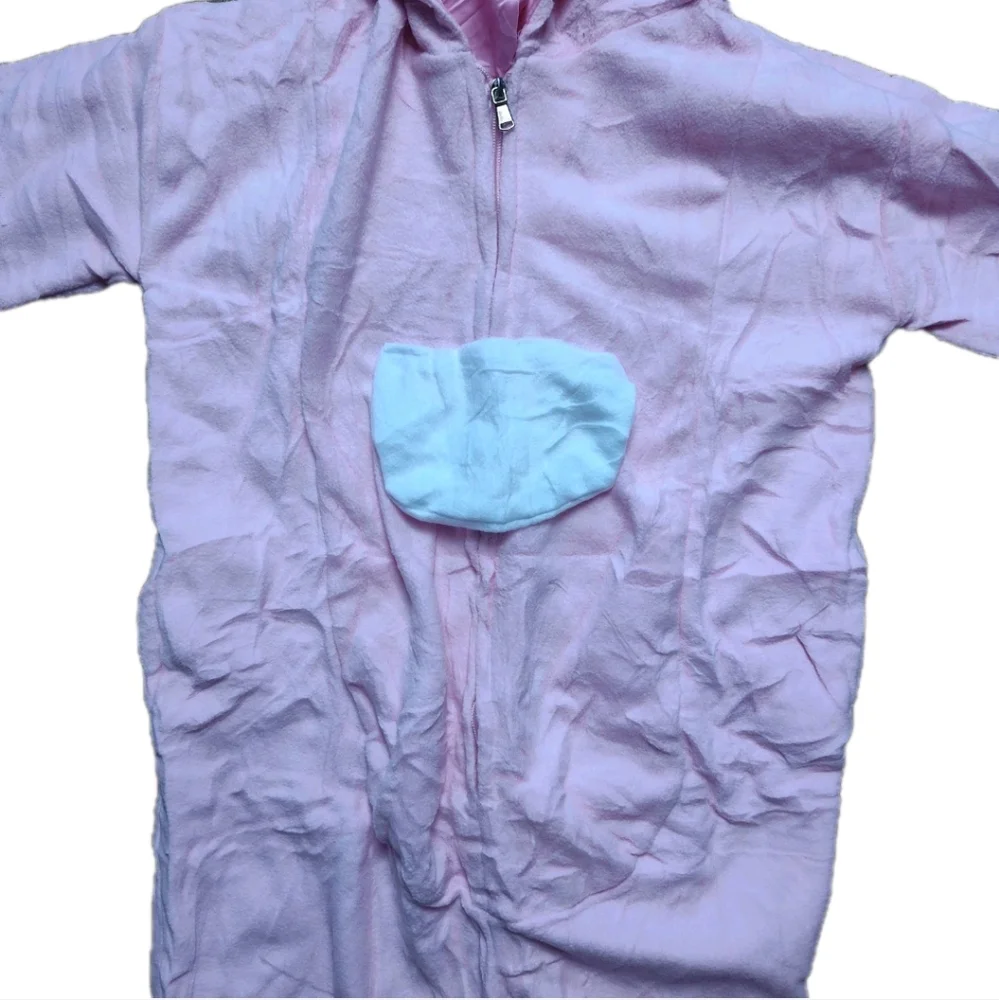 Pink Pig Costume Pajamas Kids Soft Fleece Animal Hooded Suit